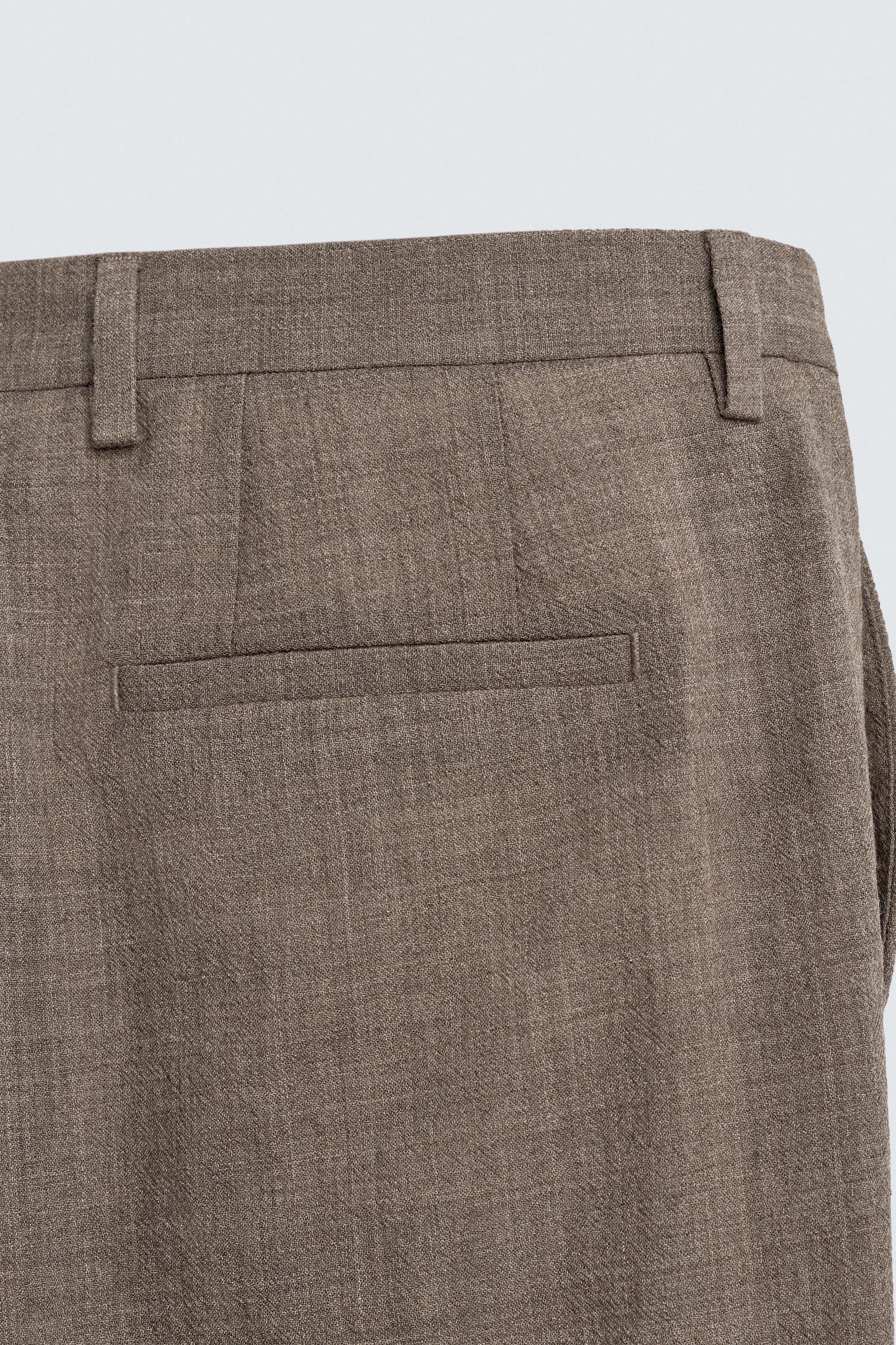 100% WOOL TEXTURED SUIT PANTS